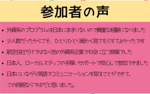 外資系面接のプロによるオンラインエアラインスクール8日間コース 4