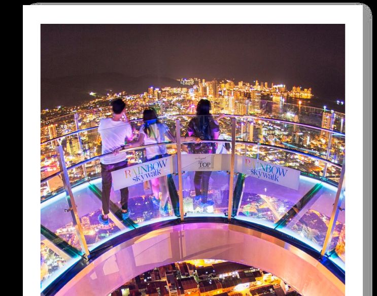 絶景!360度のペナン島の夜景とレインボースカイウォークの空中散歩<夕方発観光> 1